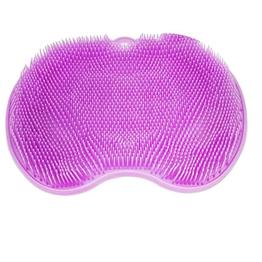 XMSJSIY Shower Foot Scrubber Massager Cleaner,Wash Foot Bath Massage Cushion Bathroom Suction Cup Silicone Non-Slip Massage Pad- Improves Foot Circulation & Reduce Foot Pain 12*9 in (Purple)