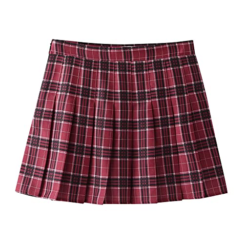 Skirts for Women Trendy Pleated Skirts Christmas Print Stretchy High Waist A-line Plaid Mini Skater Fall Skirt