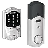 Schlage Z-wave Connect Camelot Touchscreen Deadbolt with Extra Key, Compatible with Alexa via SmartThings, Wink etc., Bright Chrome, BE468-625-2KA