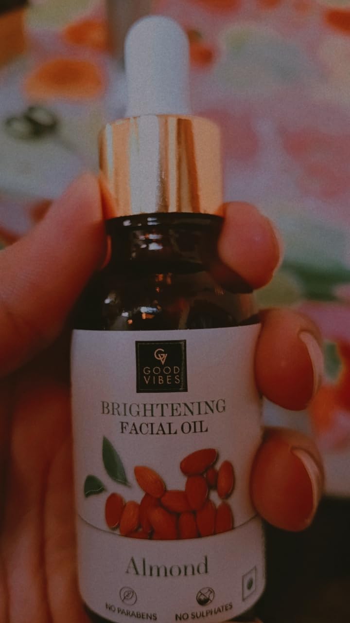 Good Vibes Almond Skin Brightening Facial Oil, 10 ml Lightweight