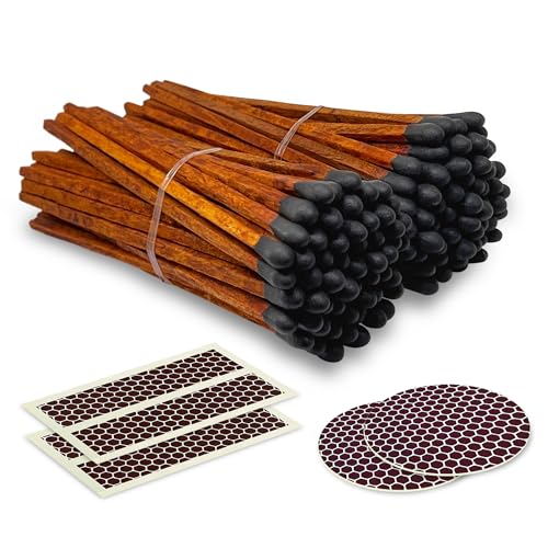 434 brown stick black tip espresso matches 100 count  striking stickers  decorative unique amp fun for your home gifts accessories amp events  premium long wood safety matches by thankful greetings