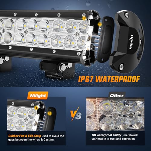 Image of Nilight LED Light Bar 20 Inch 126W Spot Flood Combo Yellow Beam