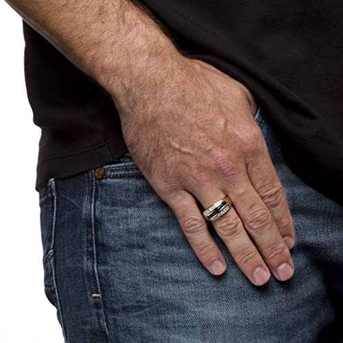 Palm Beach Jewelry Men's 18K Yellow Gold over Sterling Silver Square Cut Genuine Blue Sapphire and Round Cubic Zirconia Ring3