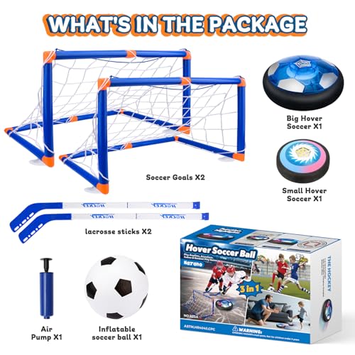 Image of Nazano 3-in-1 Hover Soccer Ball Set for Kids, Gift for Boys 3-5 6-8, Hover Soccer Ball for Kids, LED Lights Indoor Outdoor Birthday Christmas Hockey Gifts for Boys