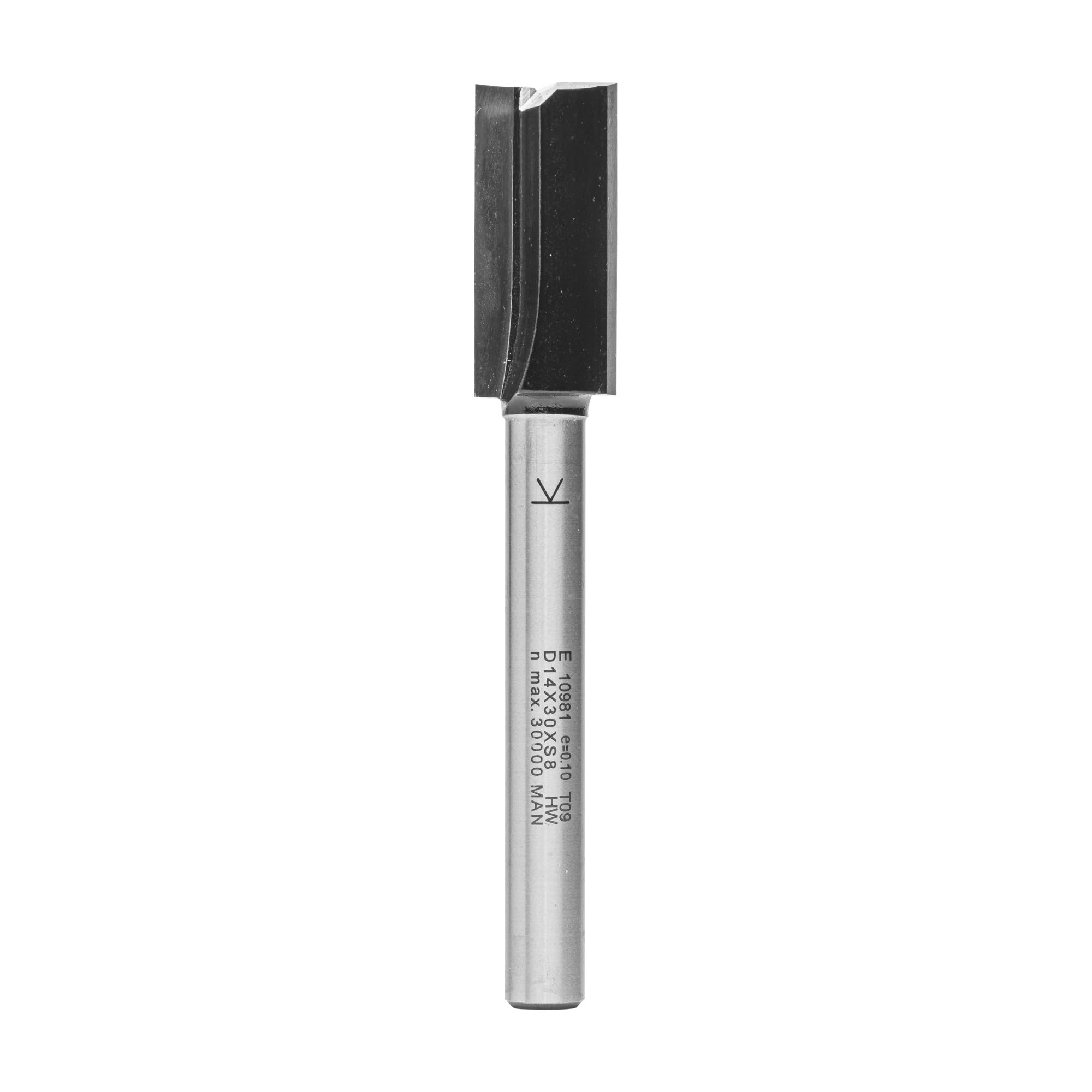 ENT 10981 Straight Cutter TC, Shank (S) 8 mm, Diameter (D) 14 mm, NL 30 mm, SL 58 mm, GL 90 mm, with Tungsten Carbide TC, Centre Tip