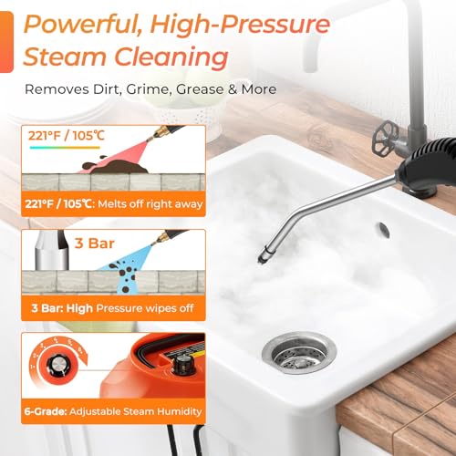 Auxco Steam Cleaner, 2500W Handheld Steamer For Cleaning, High Pressure Steam Cleaner Handheld For Home & Car Use, Hardwood Floor Steam Cleaner For Upholstery thumb #5