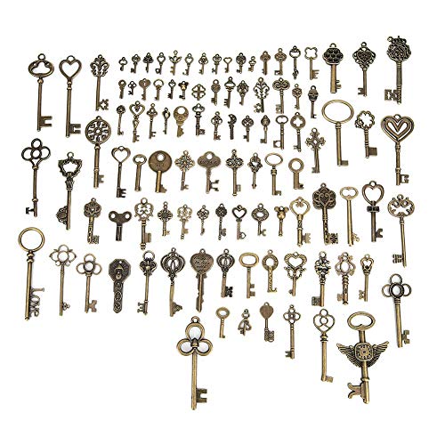 Garosa 100 Piezas de Bronce Vintage Llaves esqueléticas Conjunto de Abalorios Accesorios de...