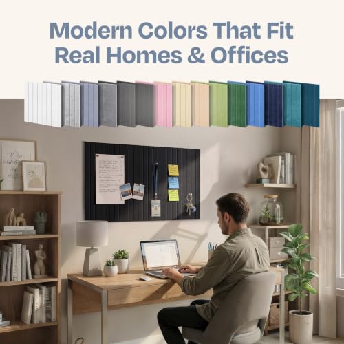 Image of Large Cork Board Alternative 6-Pack Felt Bulletin Board Thick and Decorative Pin Board for Home Office Walls 35.43 x 23.62 Inches with 36 Adhesive Tabs - [Deep Black]