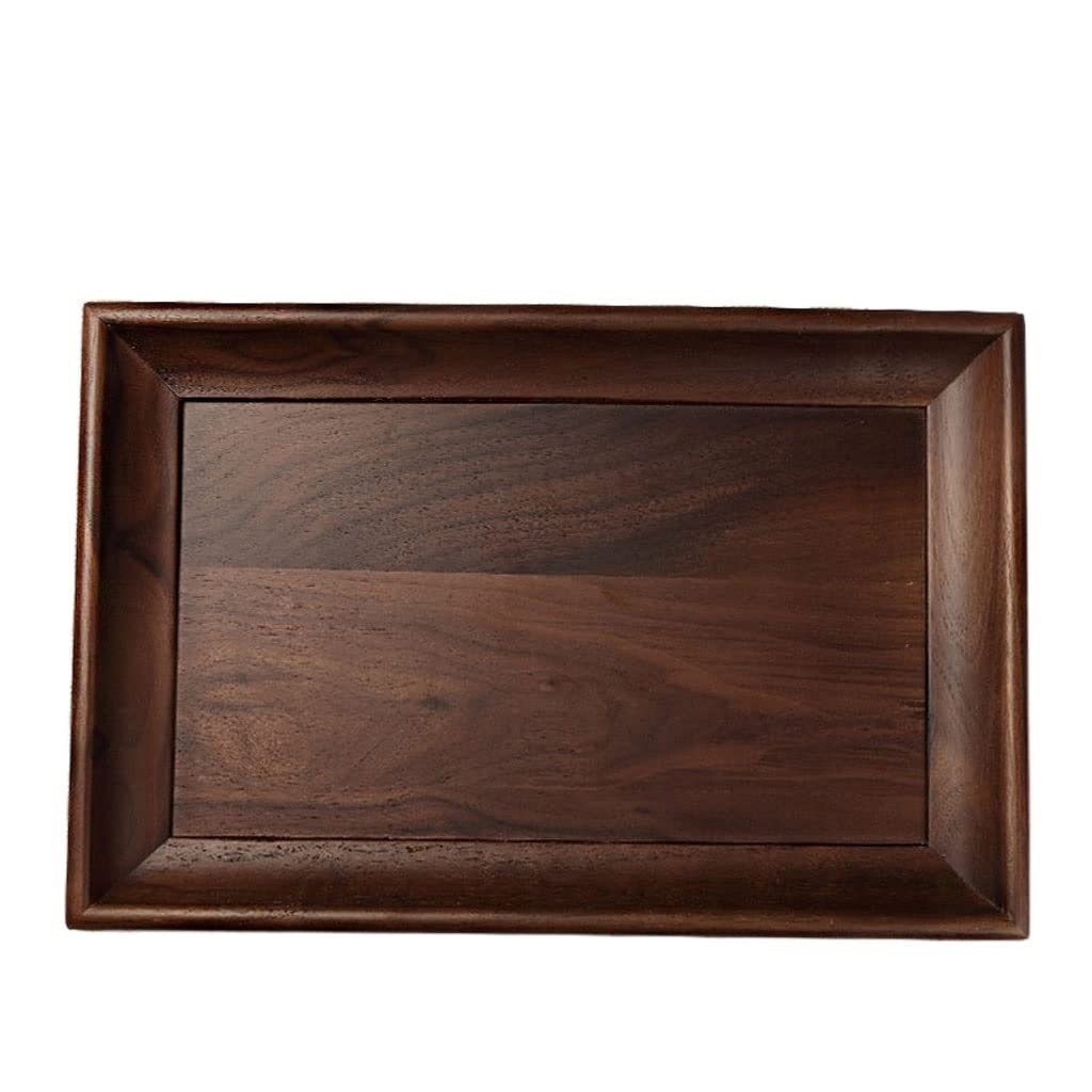 DCYEQRQ Coffee Table Tray ElegantServing Tray Portable Breakfast Dinner Tray, Dining Tray Black Walnut Plate Large Tea Plate Tea Set Fruit Plate Serving TrayBreakfa