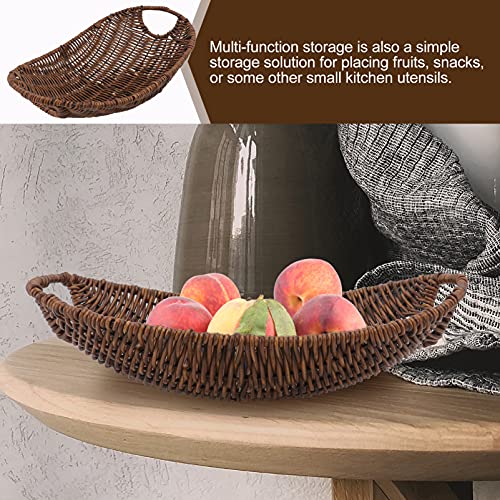 DOITOOL Cesta de frutas de vime natural, rústico, retrô, tecido de salgueiro, cesto de pão, bandeja