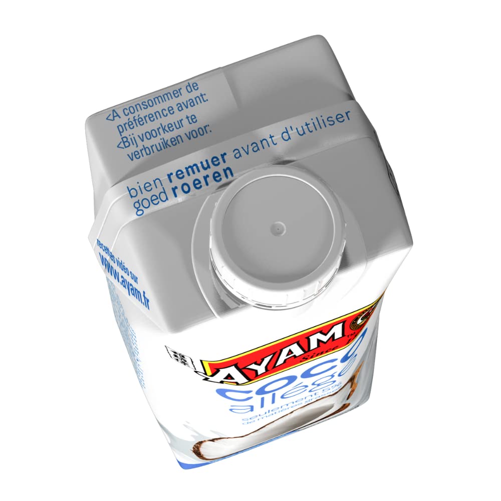 AYAM Lait de Coco allégé | 100% Ingrédients Naturels | 99% de coco | -75% de matières grasses* | Boosté en eau de coco | Sans Lactose | Sans Gluten | Pack pratique - 330ml