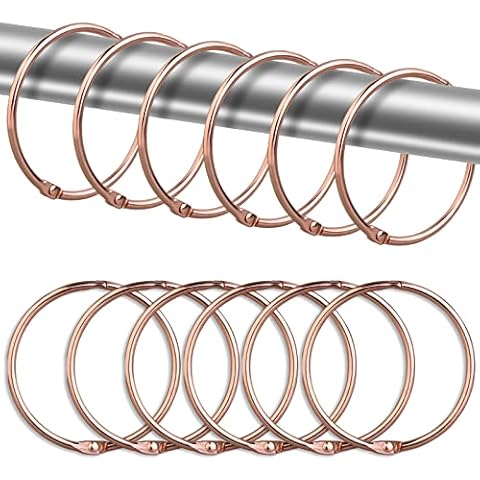24 Stück Duschvorhangringe, rostfrei, dekorative Duschvorhanghaken aus Metall, runde Duschringhaken für Badezimmer Cover