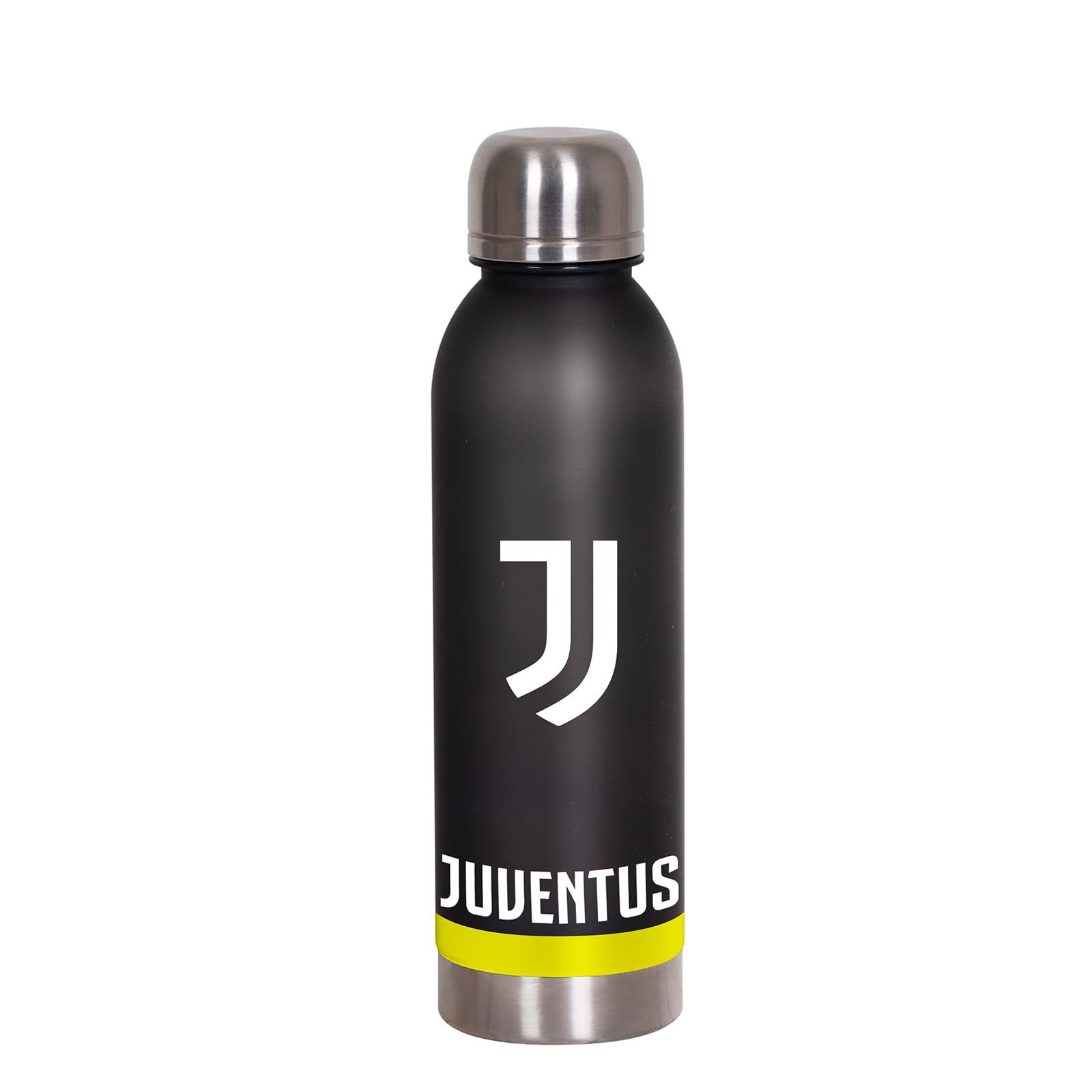 Seven Juventus thermosfles, zwart, temperatuurbestendigheid tot 24 uur, drinkfles voor school en vrije tijd, jongens, voetbal, Zwart, modern