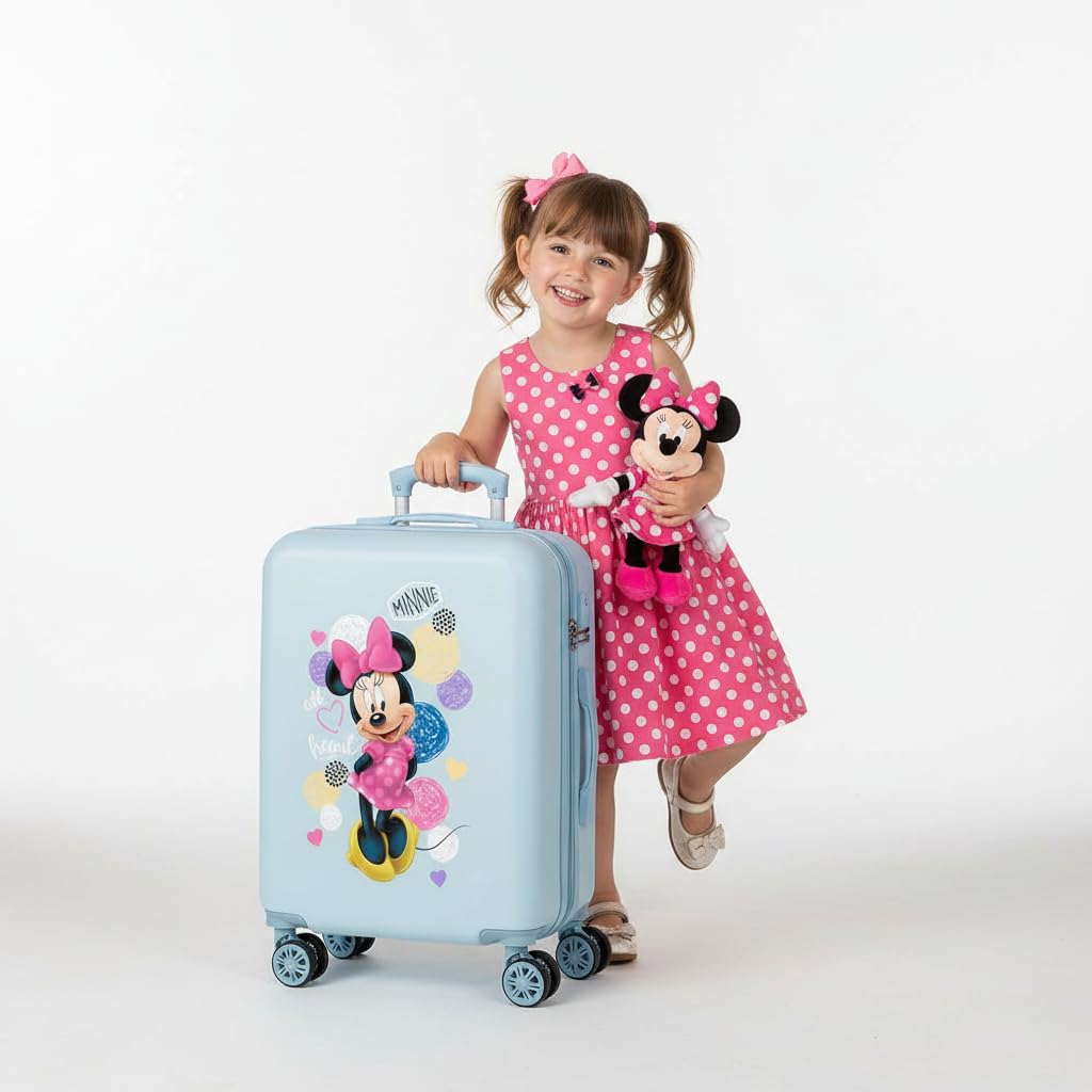 Disney Love Minnie różowa walizka kabinowa 37 x 55 x 20 cm, sztywny zamek szyfrowy ABS, 32 l, 2,5 kg, 4 podwójne kółka, bagaż podręczny, Róża, 37x55x20 cms, Moda dziecięca