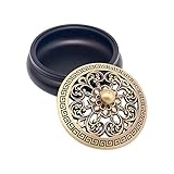 Vintage Weihrauch Räuchergefäß Brenner, Holzkohle Sandelholz Räucherstäbchen Halter, mit Deckel Messing Skulptur Handwerk Weihrauch Brenner Halter für Office Meditationsraum Wohnzimmer (C) (C)