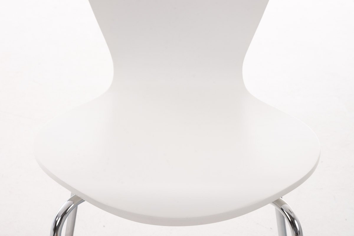 CLP Lot de 4 Chaises Empilables Calisto I Chaise De Visiteur avec Piètement Stable en Métal Chromé I Chaise pour Zone D'Attente, Couleur:Blanc