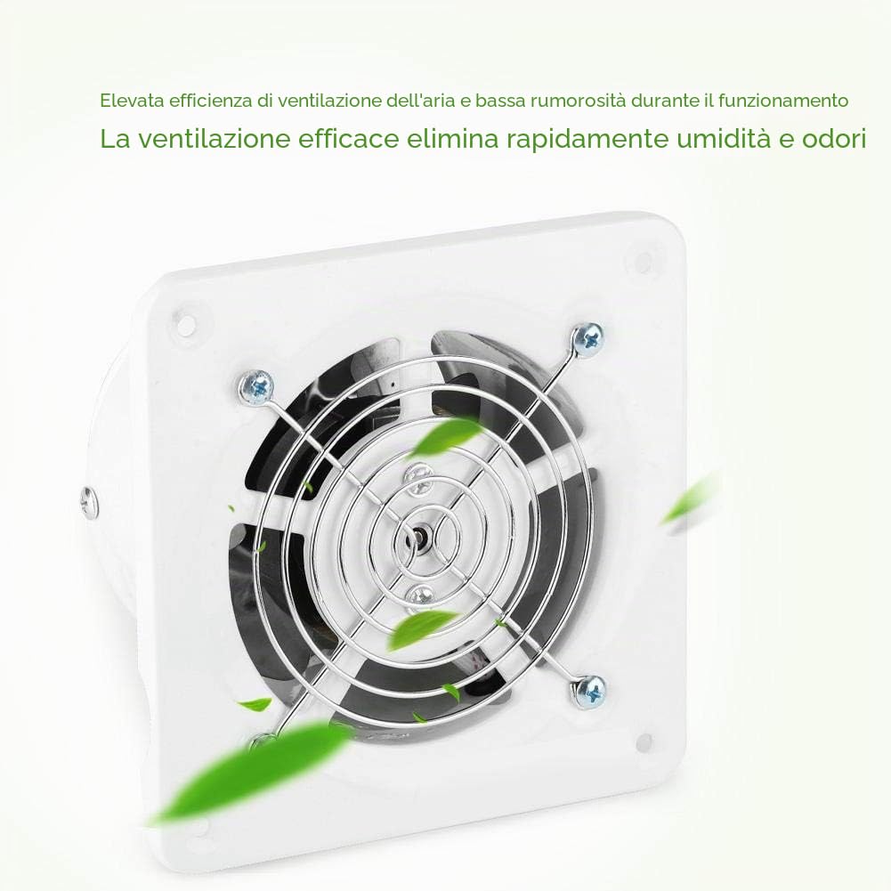Acogedor Ventola di scarico da 10,2 cm, 25 W, 220 V, da parete, per finestra, super silenziosa, per casa, bagno, garage, ventilazione