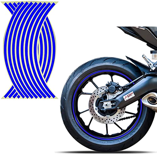 16 Piezas Alargar 18"-19 Pulgadas Raya de Rueda Reflectante calcomanía para Ruedas de Motocicleta, Coche, Ciclismo, decoración de Rayas, Pegatinas Reflectantes universales para Coche (Azul) Cover