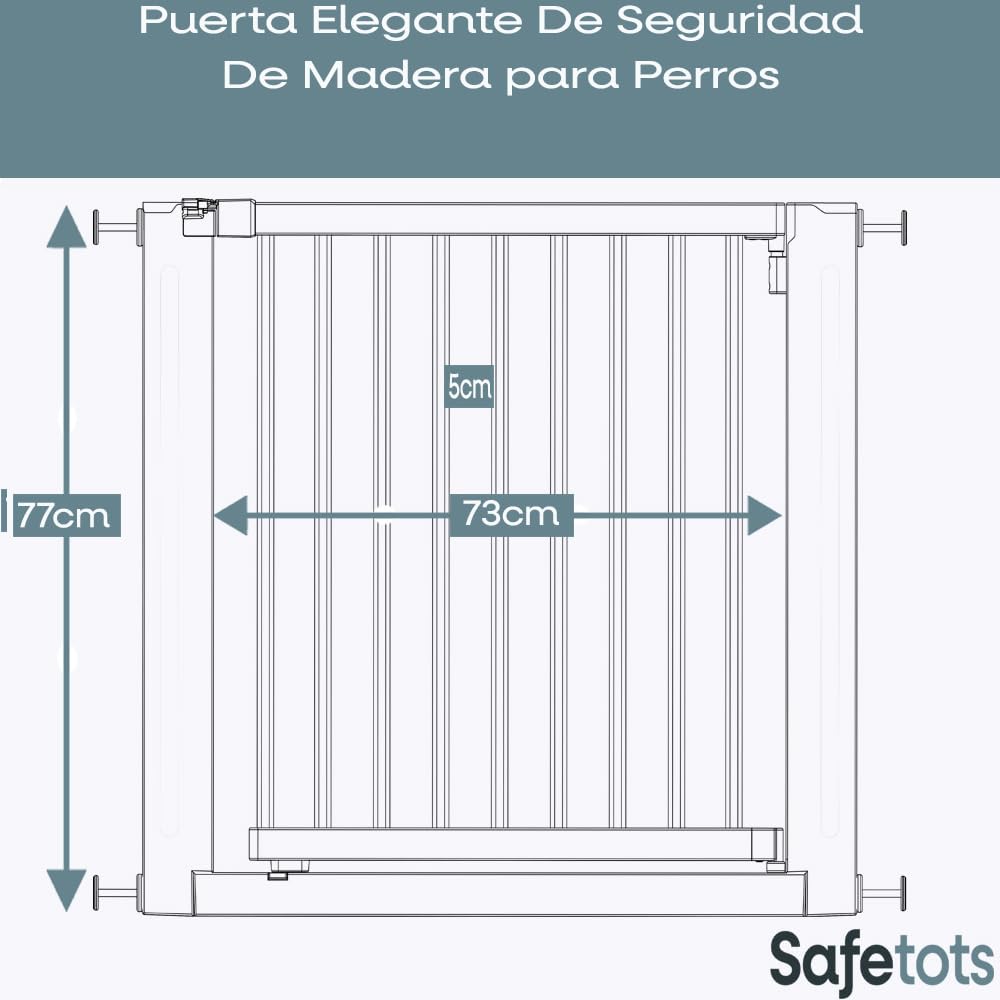 Bettacare Puerta Elegante De Seguridad De Madera para Perros, Natural, 105cm - 113cm, Puerta de Seguridad con Ajuste por Presión, Puerta Extra Ancha de 73cm, Puerta Extra Ancha para Cachorros