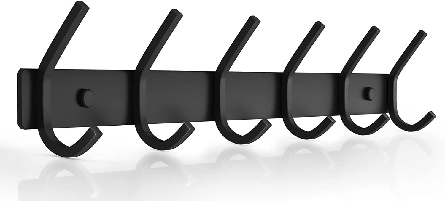 Dripex Coat Hook Rack Wall Mounted 304 Stainless Steel Hanger Heavy Duty Clothes Hat Holder (6 Hooks)