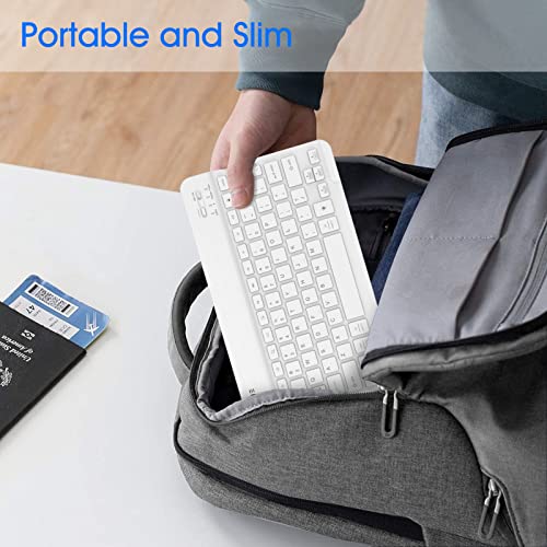 Fintie 10-Inch Ultrathin (4Mm) Wireless Bluetooth Backlight Keyboard, [7 Color Backlit] Rechargeable Keyboard For Ipad Samsung Tablet, Iphone Smartphone, Ios, Android Tablets Phone, (White) #TOP6