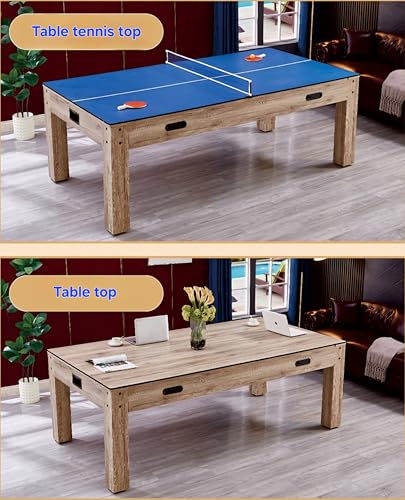 Image of RUP 4-in-1 Multi-Game Table, Pool /Billiards, Table Tennis, Air Hockey with Electric Blower, Conference Table Top, Complete Accessories Set for Home & Office
