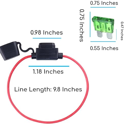Miniatura 9 de 10 Uds 14AWG ATC/ATO 30amp Fusible en línea Fusible de hoja 0.5A 1A 2A 3A 4A 5A 7.5A 10A 15A 20A 25A 30A Portafusibles automotrices Fusibles