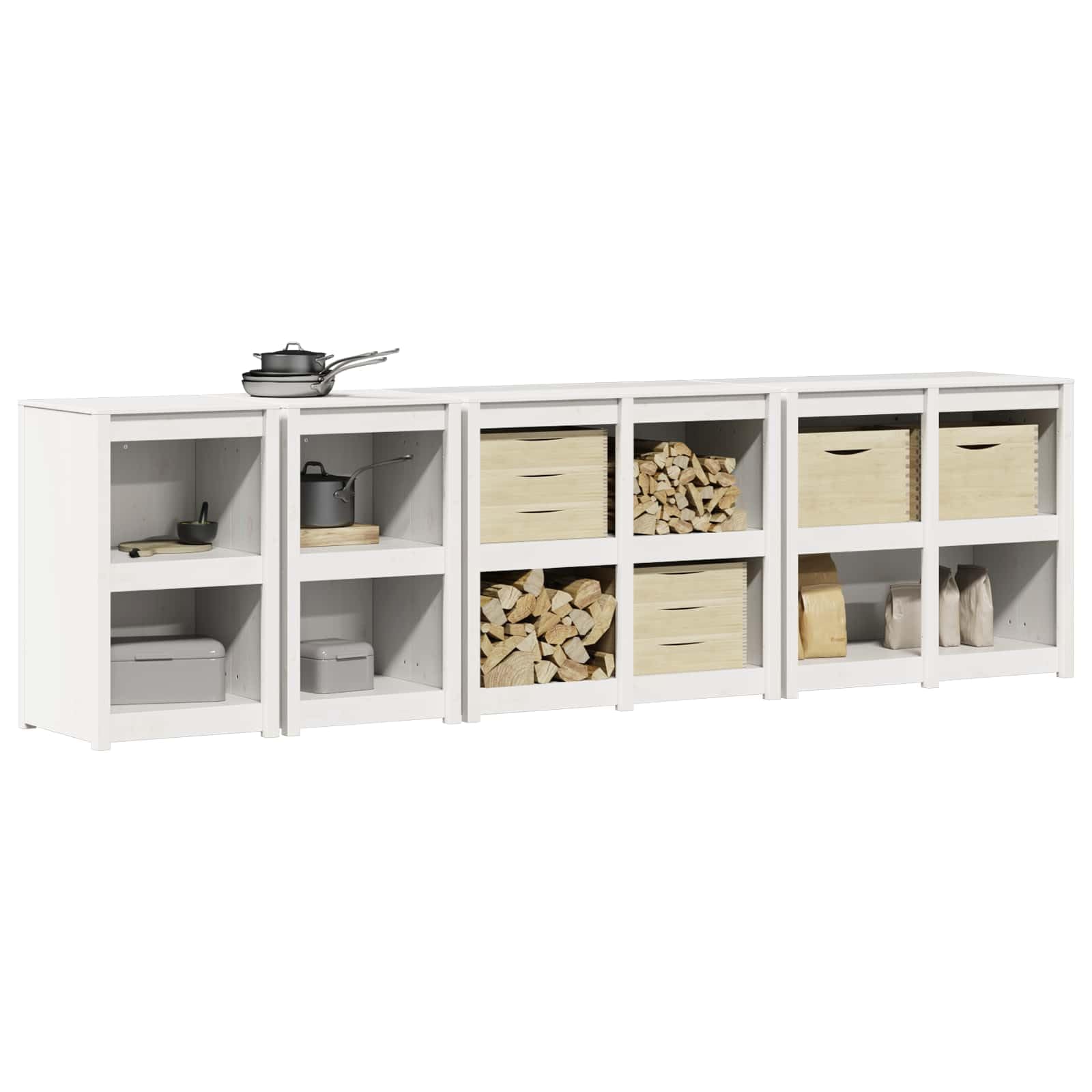 Mobile da Cucina da Esterno MEPPEL 4 Pezzi Bianco Legno Pino