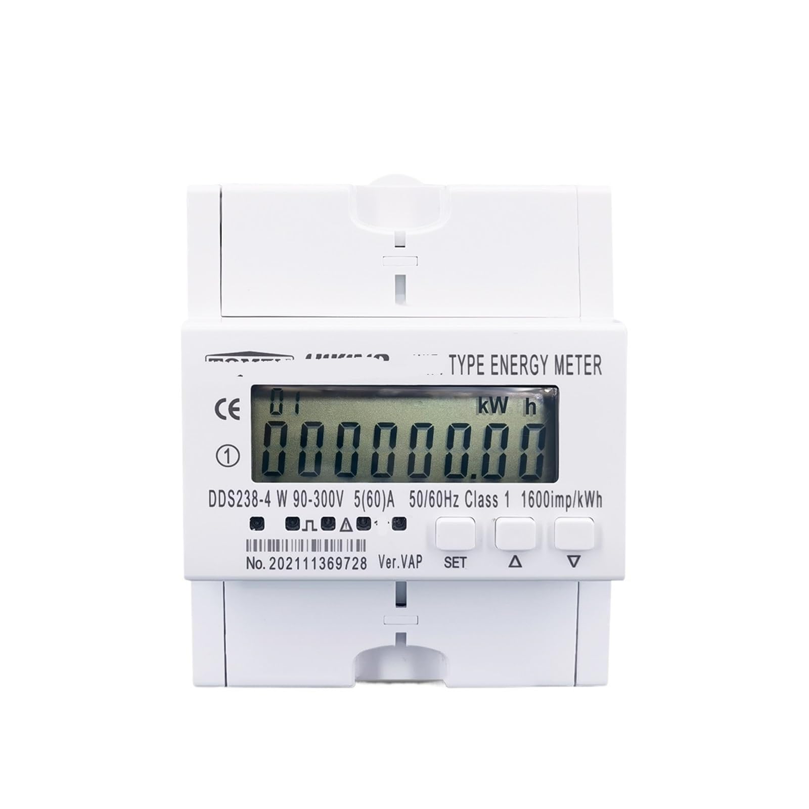 Compteur d'énergie intelligent monophasé 60 A et moniteur de tension actuelle 90-300V