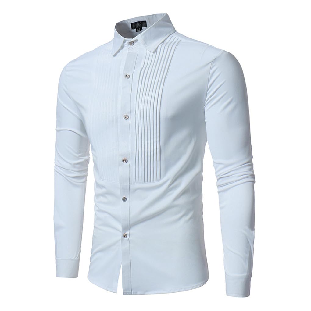 Camicie da uomo, Solido Slim maniche lunghe Blazer, Camicie da sposa smoking