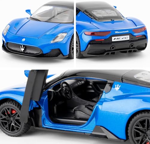 Image of 1:32 Maserati MC20 Alloy Model Car with Pull Back Function Light & Sound Diecast Toy for Kids Collectible Toy Vehicle for Car Enthusiasts Boys and Girls (Blue)