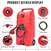 Garvee 14 gal Portable Fuel Tank, Red Fuel Storage Container with Manual Siphon Pump & 10 ft Hose, Gasoline Diesel Caddy with Wheels, Fuel Transfer Tank for Car, ATV, Boat, Lawn Mower, Generator