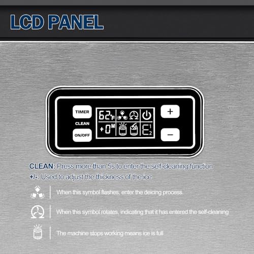 Image of EUHOMY Commercial Ice Maker Machine, 150lbs /24H Stainless Steel Under Counter ice Machine with 33lbs Ice Storage Capacity, Freestanding Ice Maker.