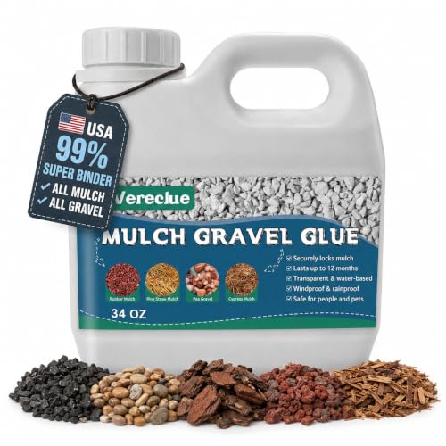 Mulch Gravel Glue for Landscaping 34 Oz - Fast-Drying Rock Pea Glue, Waterproof Gravel Binder, Clear Adhesive for Rocks, Mulch, Pebbles, Rubber Pet-Friendly Bookbinding and Book Repair