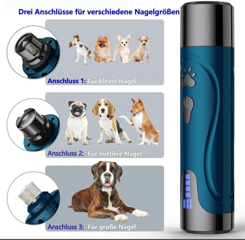 YABIFE Krallenschleifer für Hunde, Elektrischer Hundekrallenschneider, Superleise Hundekrallenfeile, Tierkrallenschleifer für kleine große Hunde Katzen Krallenpflege & Tierpflege, 3 Geschwindigkeiten