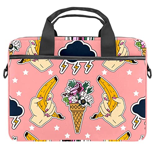 Banana in Hand Ice Cream Flower Laptop Hombro Messenger Bag Crossbody Maletín Messenger Sleeve para...