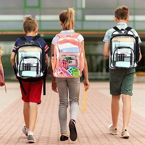 Image of 12 Pcs Clear Backpacks Bulk, Large Students School Bags, 17 inch, Multicolor