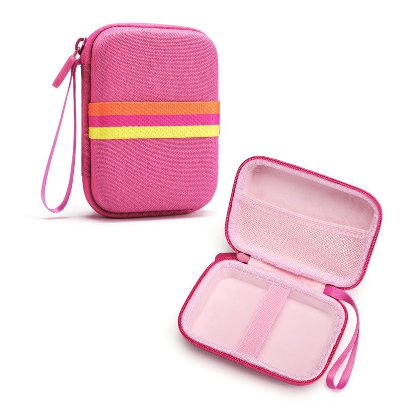 Hard Carrying Case for Handheld Game Consoles - Protective Shell and Accessories Storage Bag for Miyoo mini+ / Mini Plus and RG35XX Plus (Pink)