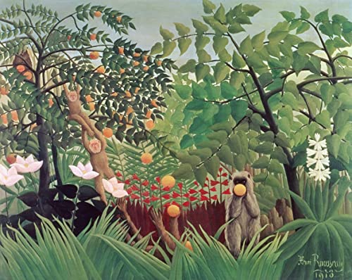 Tableau paysage exotique Henri Rousseau pour salon déco jungle élégante