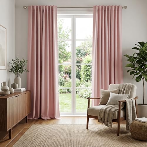 Image of RYB HOME Blackout Curtains for Living Room, Privacy Thermal Insulating Window Treatment Drapes for Bedroom Dining Home Office Basement, W 52 x L 95 inches, Peach Blush, 2 Panels