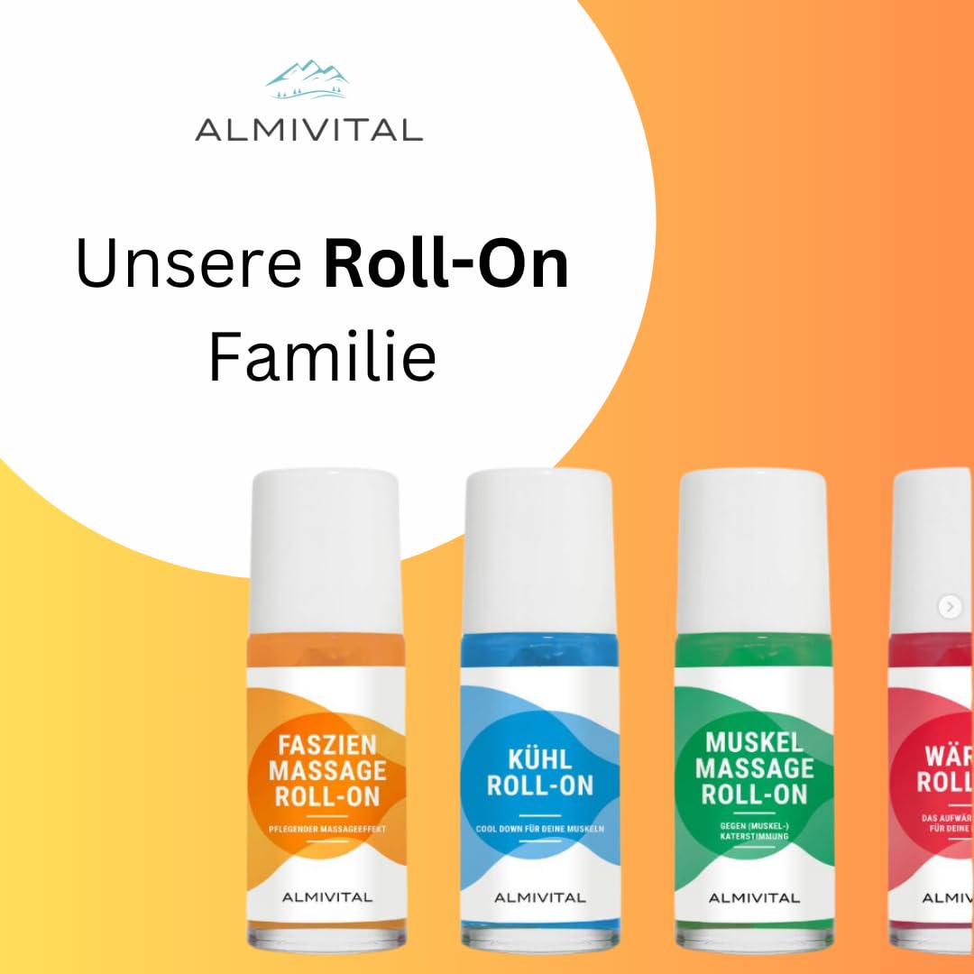 ALMIVITAL 2-er Faszien Massage Roll-On to go | Verklebte, verhärtete oder verkürzte Faszien lösen | Pflegt, massiert & lockert das Bindegewebe |Erfrischender Zitronen-Orangen-Duft | á 50ml