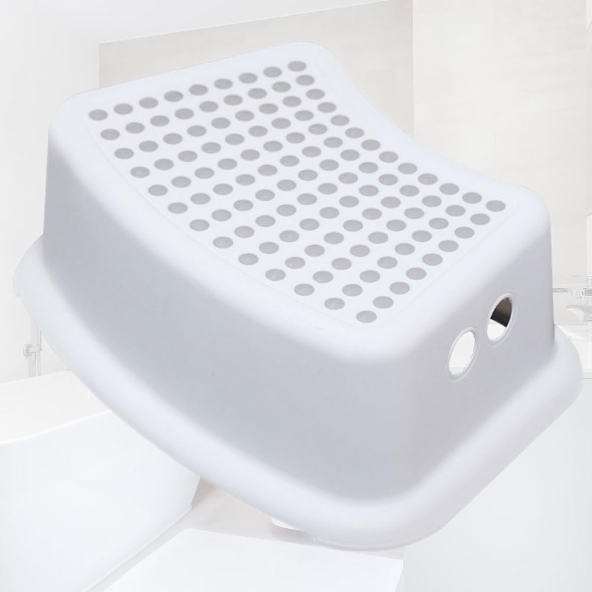 Sgabello Ragazzo Ragazza Antiscivolo in Plastica, Leggero e Portatile, per Bagno e Toilette, Struttura Rettangolare Robusta, Bianco per Ragazzo Ragazza