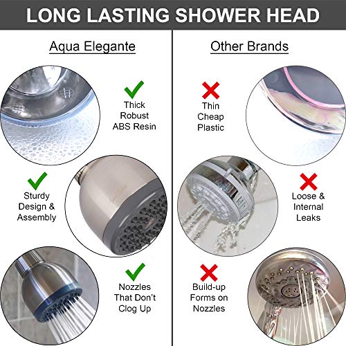 Aqua Elegante High Pressure Showerhead Brushed Nickel - Best Wall Mount, Bathroom, Rv Shower Head For Low Flow Showers, 2.5 Gpm - Brushed Nickel #TOP2