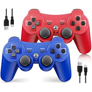 Controller Wireless for PS3, Controller for Sony Playstation 3, 2 Pack, Doubleshock,6-Axis,Upgraded Gamepad Remote for…