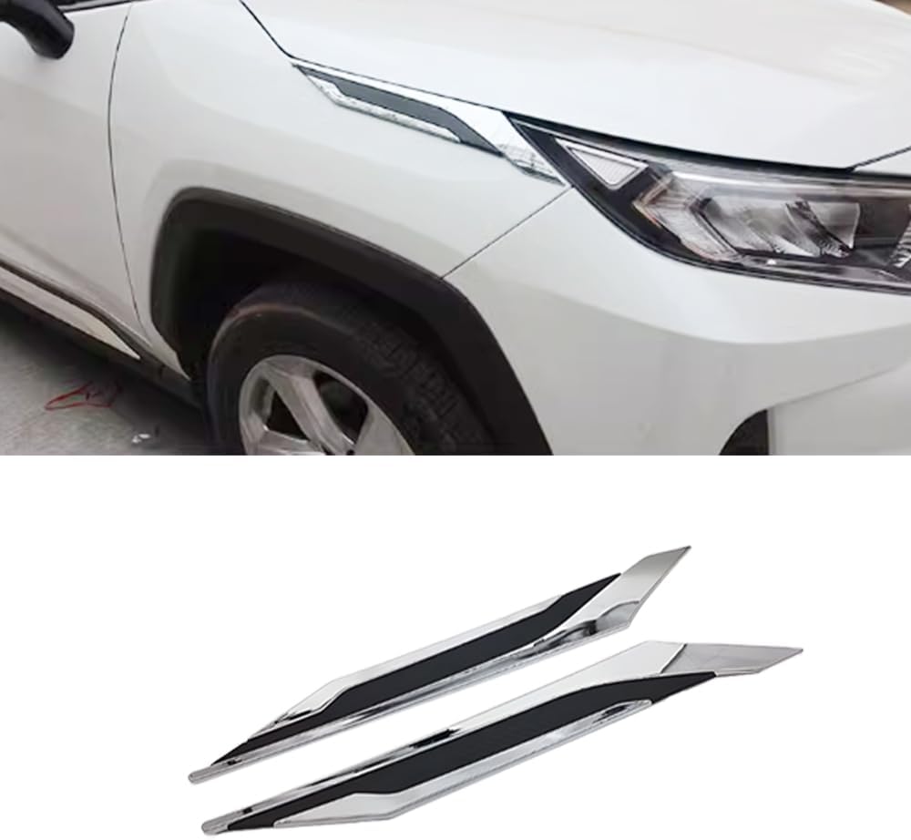 Automobile Accessories Headlight Eyebrow Trim Compatible with Toyota RAV4 2024 2023 2022 2021 2020 2019 (Chrome) ABS 2 PCS