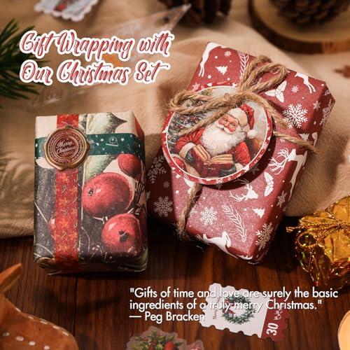 image for OKUPAN 157 Pcs Christmas Scrapbooking Supplies Kit - Vintage Junk Jour