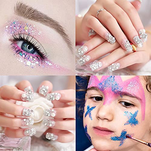 HOWAF 6 Boxen Nägel Glitzer Pailletten, 800pcs Strasssteine Nägel Aufkleben, Pinsel, Pinzette, Edelsteine Picker Dotting… – Bild 6