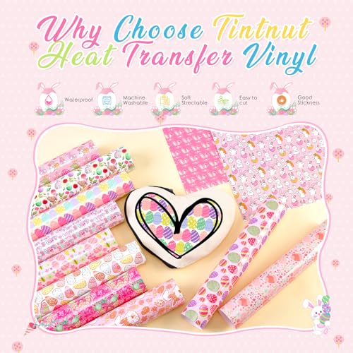 Tintnut 652431562548 Easter Htv Heat Transfer Vinyl -12 Sheets 12 Inch X10 Inch Pastel Htv Vinyl Pink Eggs Htv Iron thumb #2