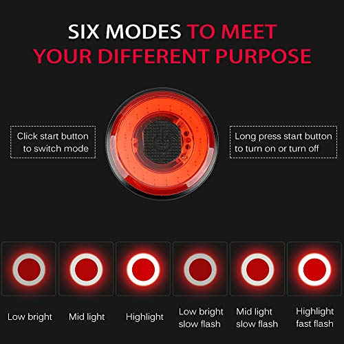 Andoer Lanterna traseira para bicicleta lanterna elétrica recarregável à prova d'água luz traseira