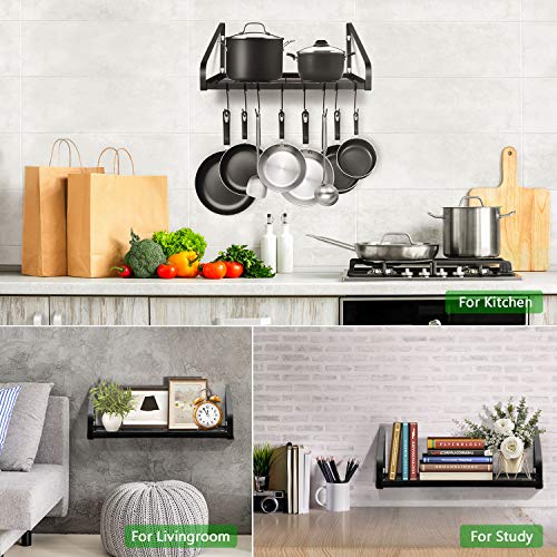 G-Ting R01 Hanging Pot Rack, Pot And Pan Organizer Wall Mounted Pots Holder Kitchen Storage Shelf thumb #6